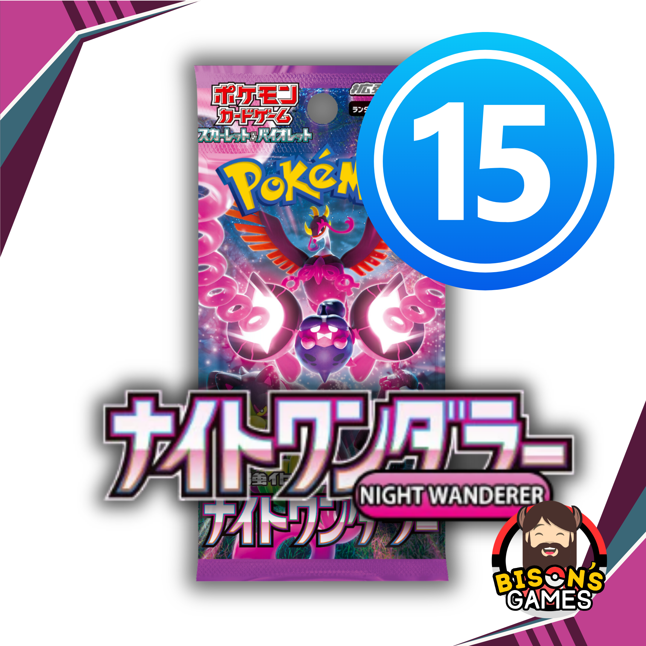 Pokmon TCG Scarlet & Violet: SV6a Night Wanderer Booster Pack (15x) { Bison's Games LLC Pokmon TCG Scarlet & Violet: SV6a Night Wanderer Booster Pack (15x) { Bison's Games LLC