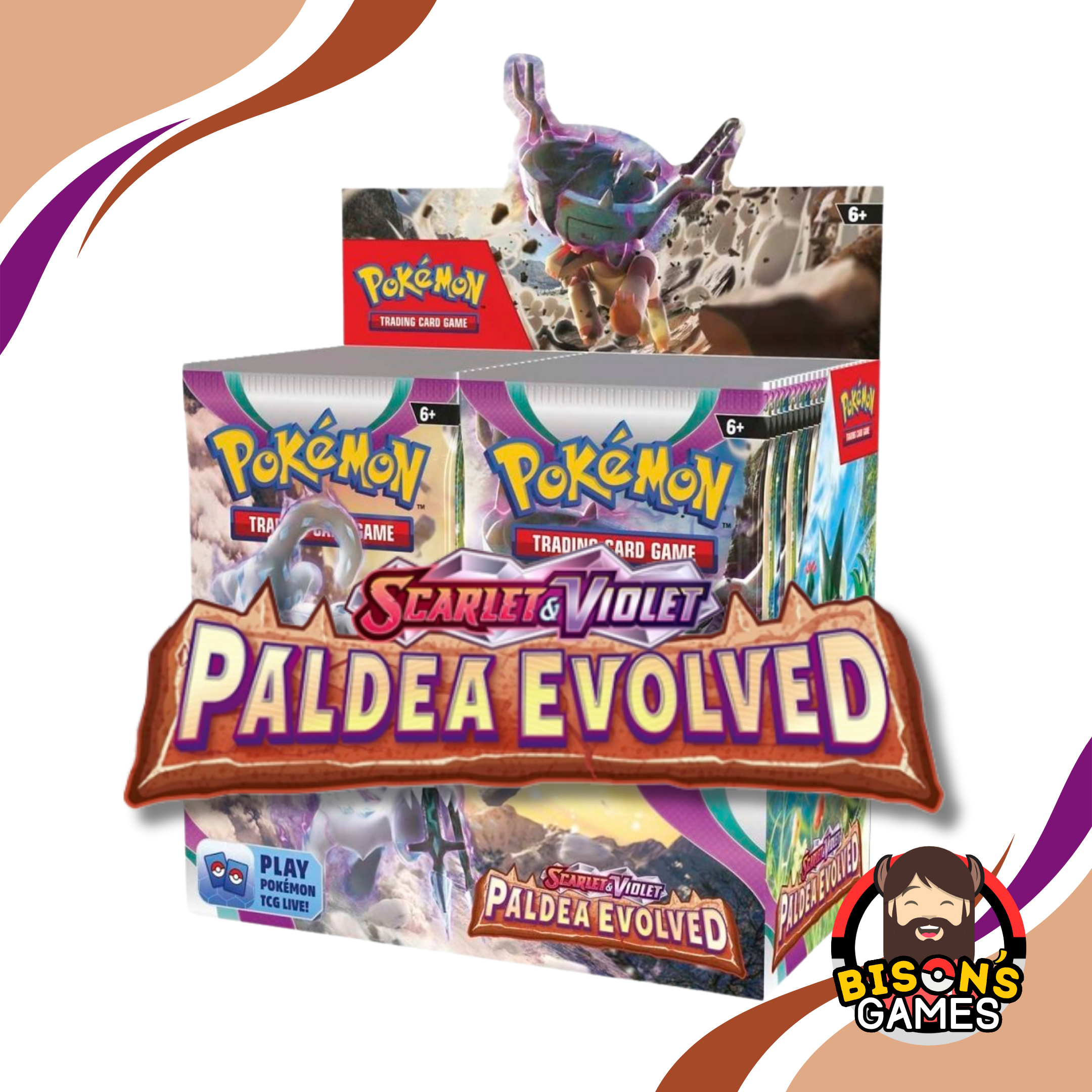 Pokmon TCG Scarlet & Violet: SV02 Paldea Evolved Booster Box Bison's Games LLC Pokmon TCG Scarlet & Violet: SV02 Paldea Evolved Booster Box Bison's Games LLC