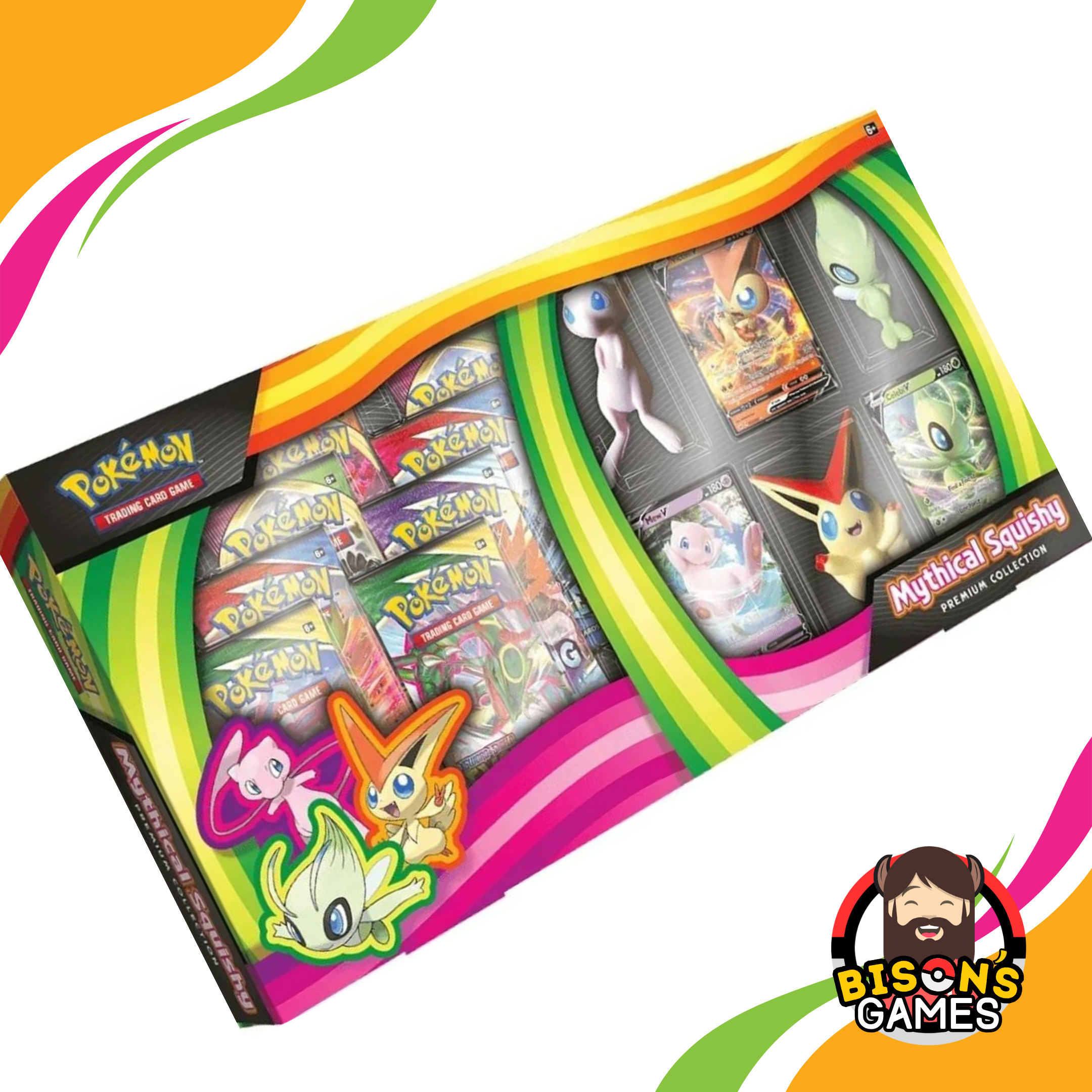 Pokmon TCG Sword & Shield: Mythical Squishy Premium Collection Box Se Bison's Games LLC Pokmon TCG Sword & Shield: Mythical Squishy Premium Collection Box Se Bison's Games LLC