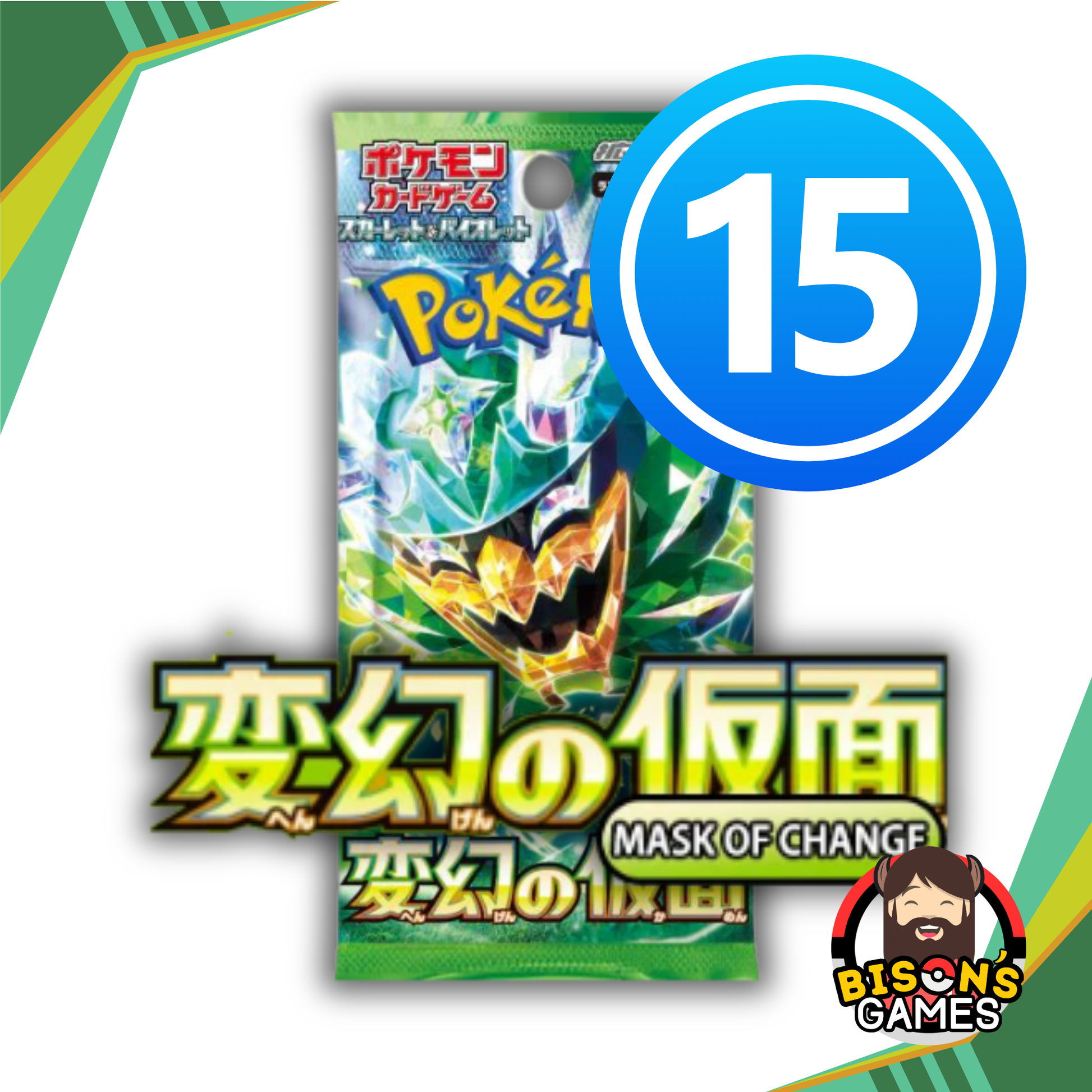 Pokmon TCG Scarlet & Violet: SV6 Mask of Change Booster Pack (15x) {J Bison's Games LLC Pokmon TCG Scarlet & Violet: SV6 Mask of Change Booster Pack (15x) {J Bison's Games LLC