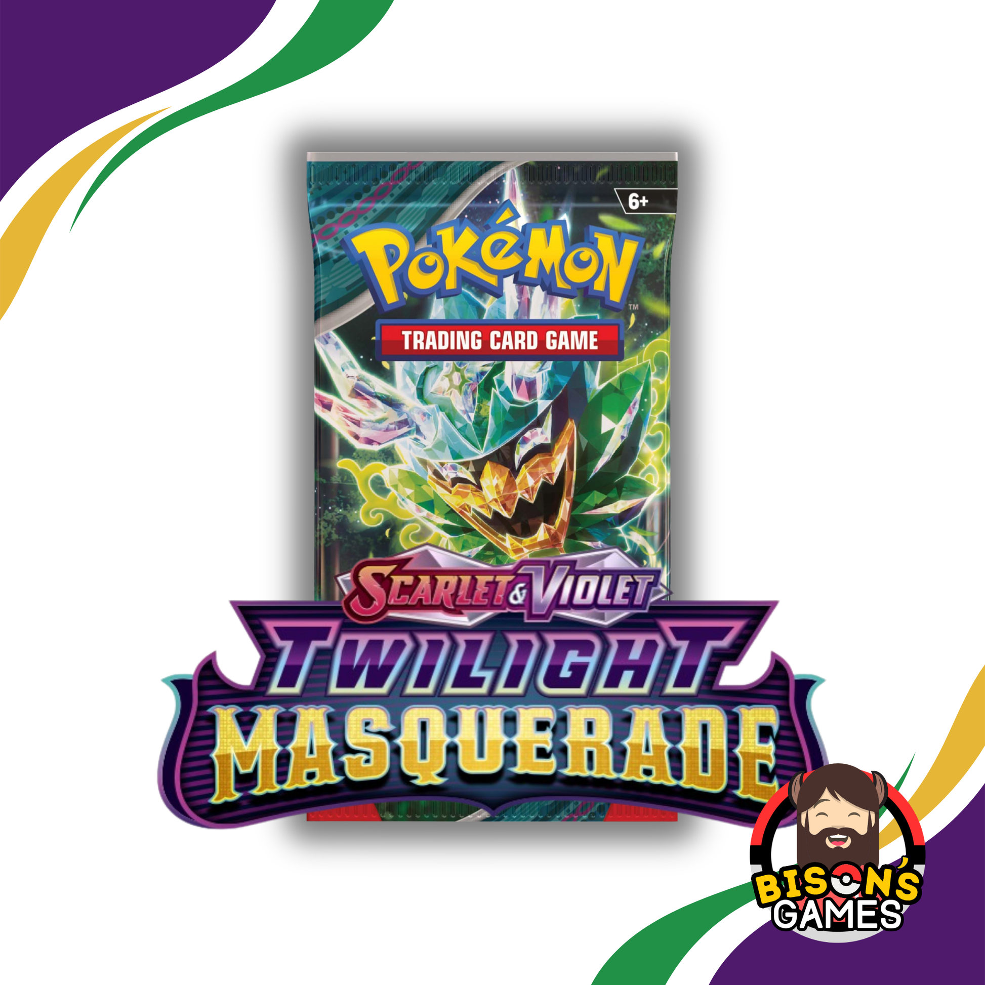 Pokmon TCG Scarlet & Violet: SV06 Twilight Masquerade Booster Pack (1 Bison's Games LLC Pokmon TCG Scarlet & Violet: SV06 Twilight Masquerade Booster Pack (1 Bison's Games LLC